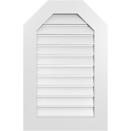 Ekena Millwork Octagonal Top Surface Mount PVC Gable Vent: Functional, w/ 3-1/2"W x 1"P Standard Frame, 22"W x 34"H GVPOT22X3401SF
